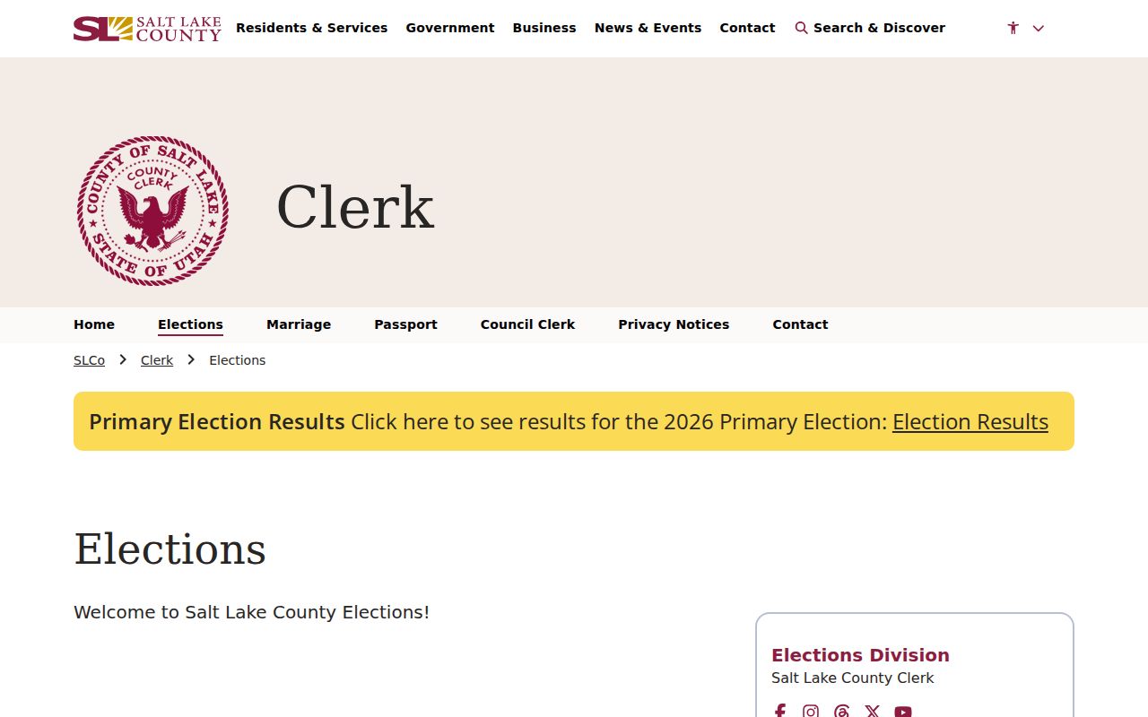 Salt Lake County residents directory elections office