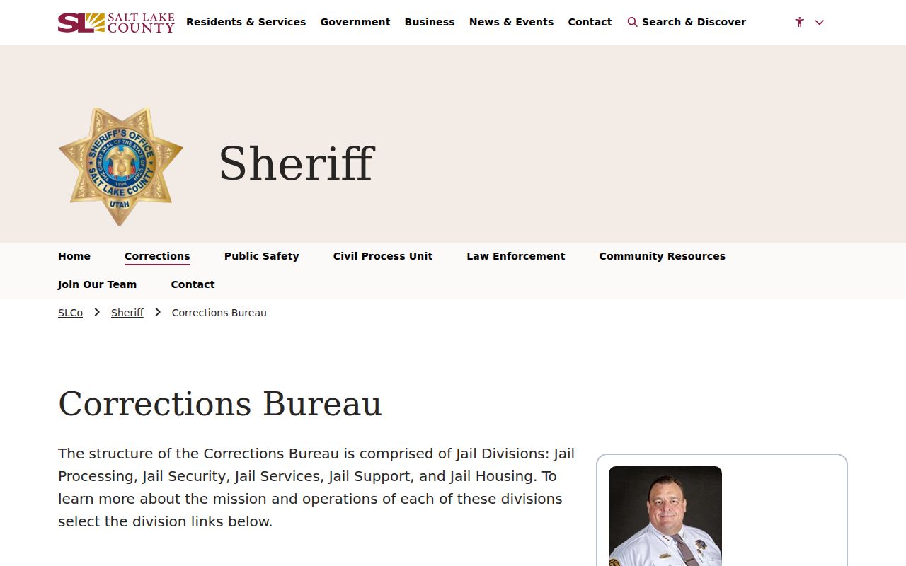 Salt Lake County residents directory Sheriff Corrections records