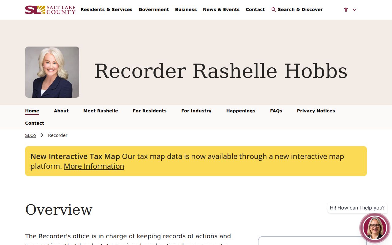 Salt Lake County residents directory Recorder office