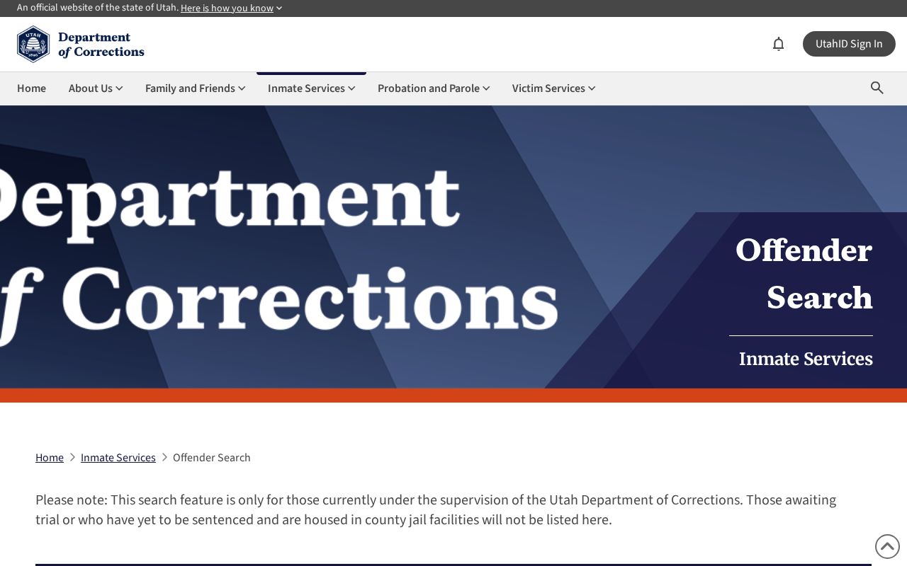 Salt Lake County residents directory Utah Department of Corrections search