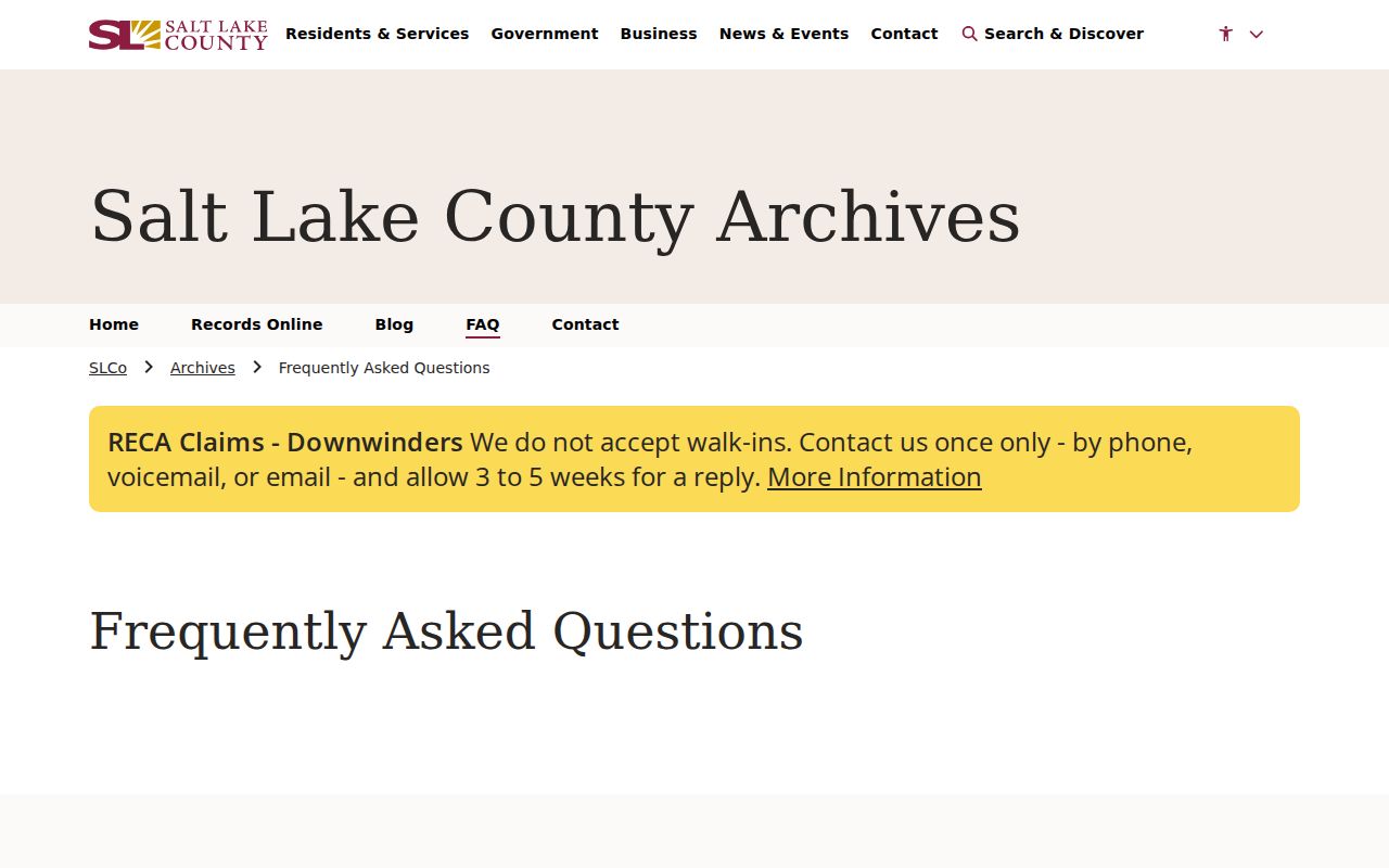 Salt Lake County previous residents Archives house history records