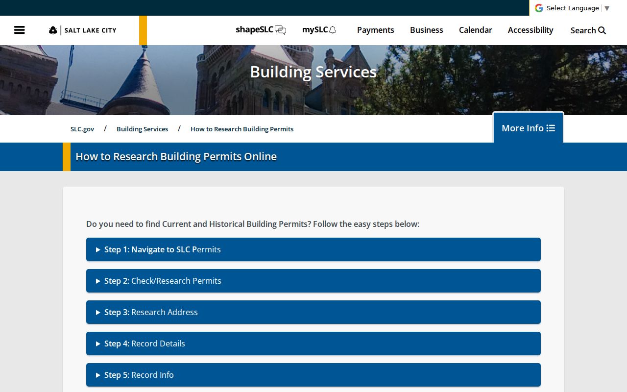 Salt Lake County street directory building permit research