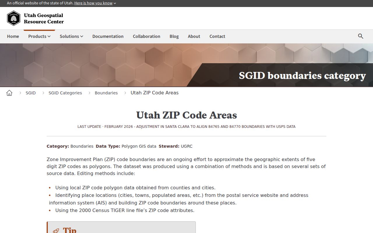 Salt Lake County ZIP code directory Utah ZIP polygons